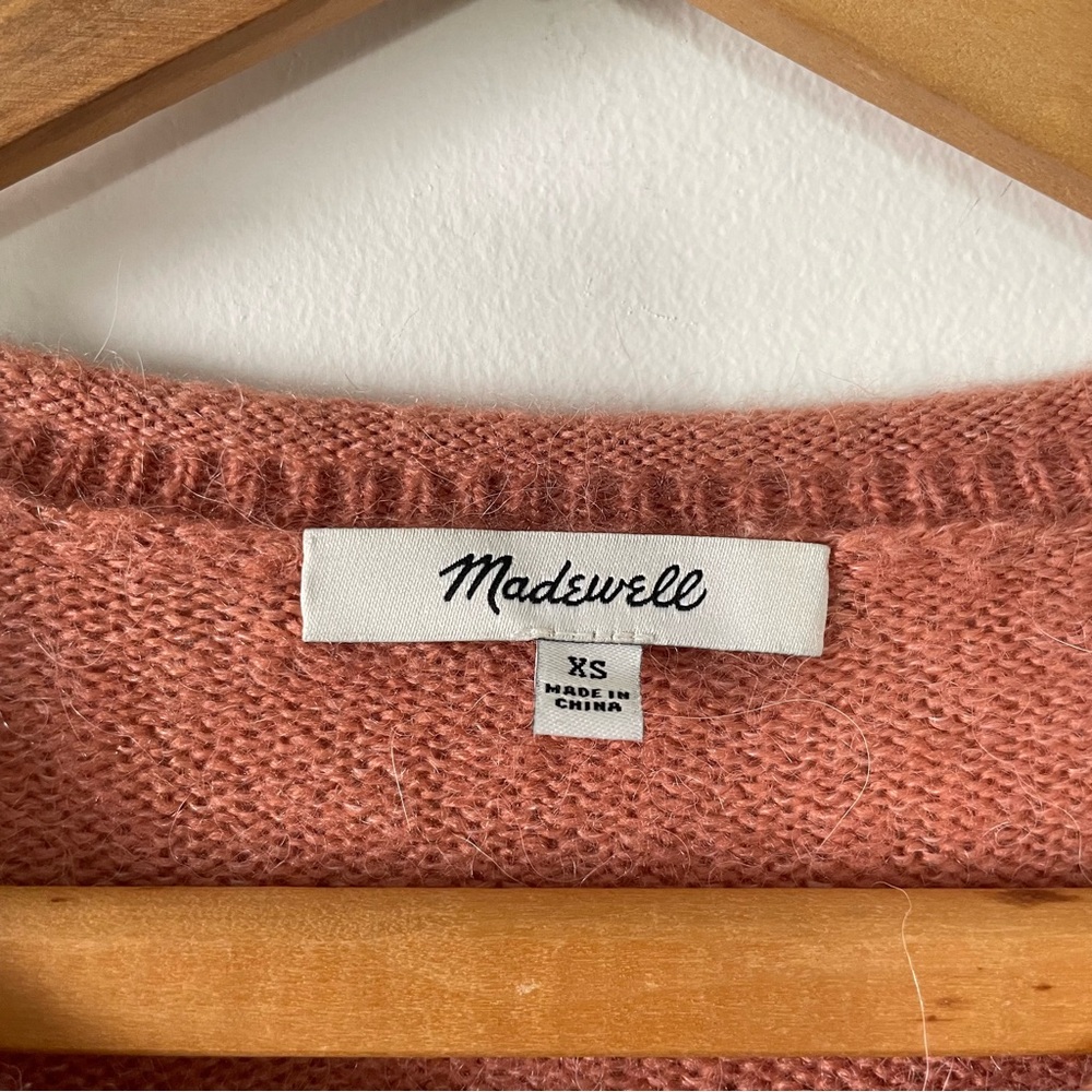Madewell Muted Light Pink Alpaca Chelsea Pocket Pullover Sweater Size XS - Picture 3 of 4